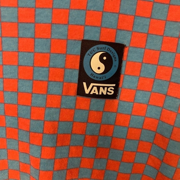 Vans x T&C Surf Designs Ringer Pink & Blue  Checkered Fitted Tee, Size XS - Picture 6 of 9